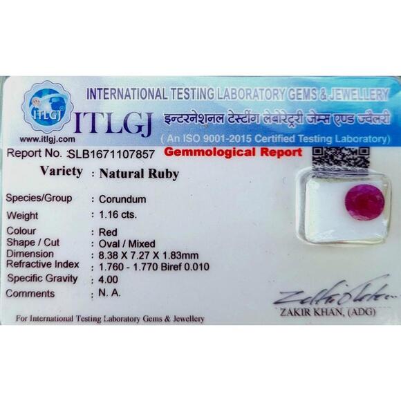 100% Natural Certified Corundum Ruby Oval Non Treated 1.16ct - Picture 7 of 8